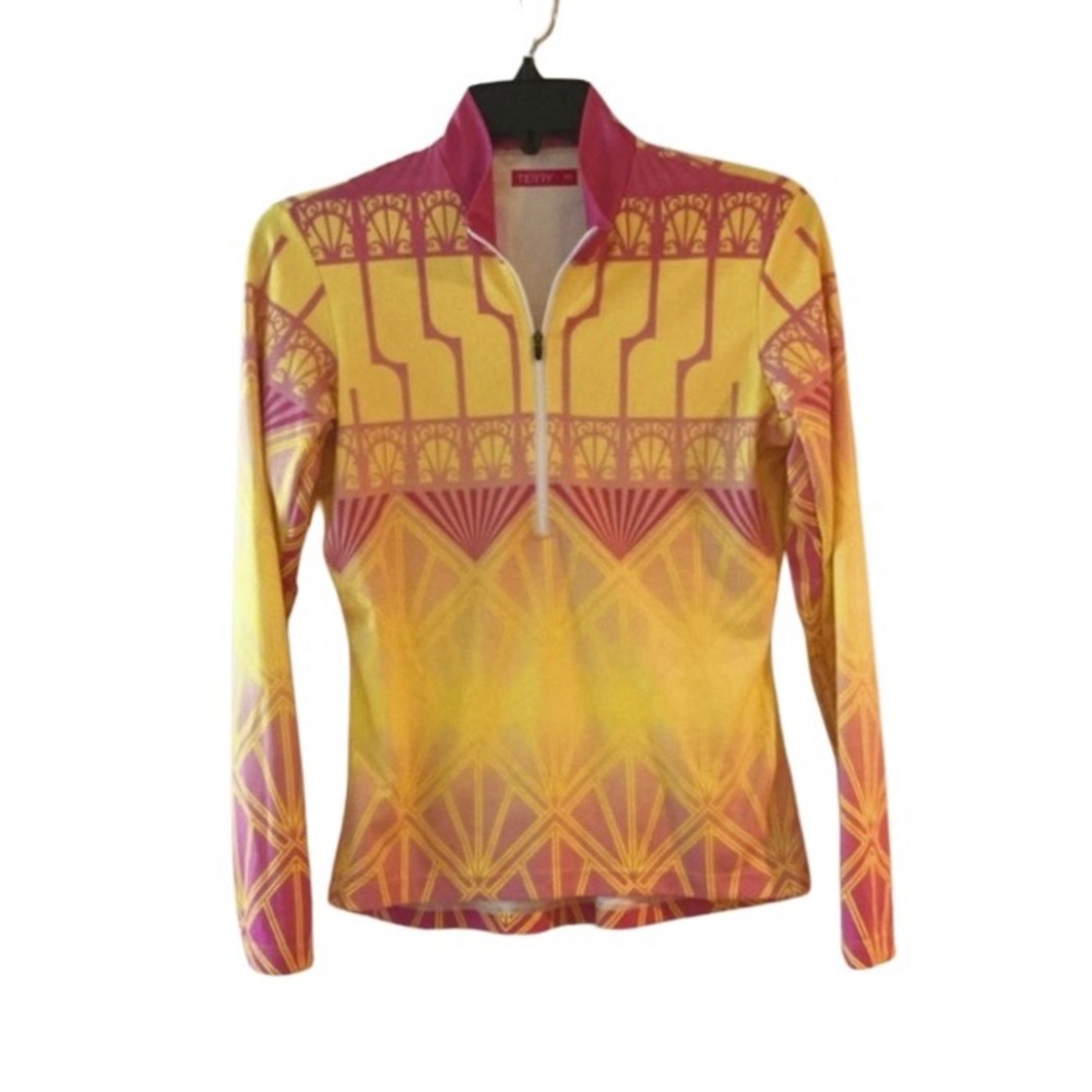🚲TERRY YELLOW & PINK CYCLE TOP SIZE XS🚲
